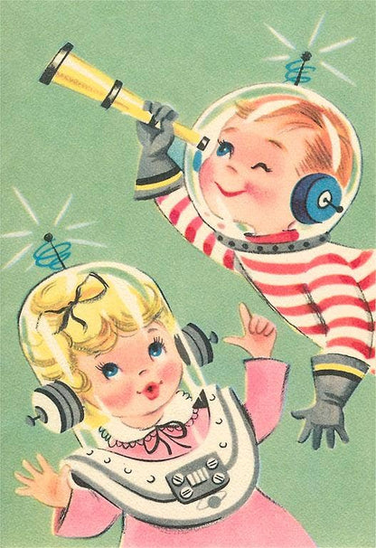 Children in Spacesuits - Found Image postcard