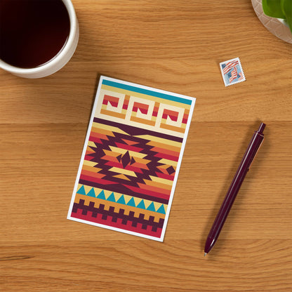 Tribal Inspired Pattern, Multicolor - Lantern Press Postcard