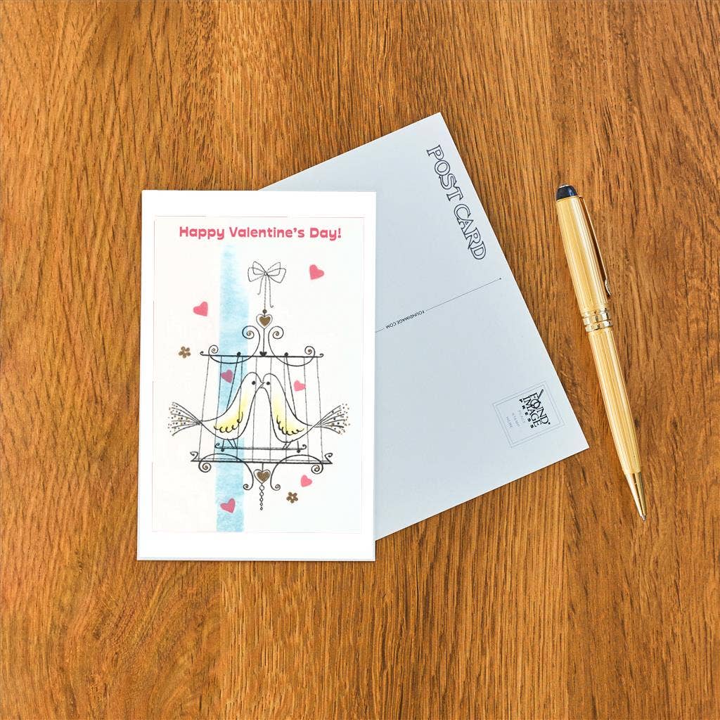 Happy Valentine's Day, Love Birds - Found Image postcard