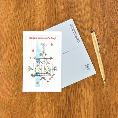 Happy Valentine's Day, Love Birds - Found Image postcard