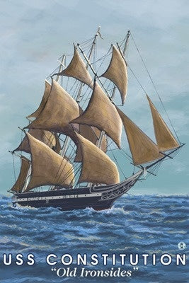 Old Ironsides - USS Constitution - Lantern Press Postcard