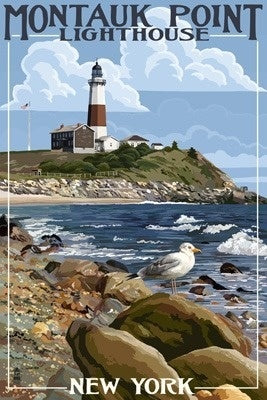 Montauk Point Lighthouse, New York - Lantern Press Postcard