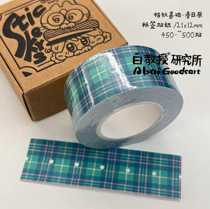 Green Gingham - Abai Design白教授研究所 - 24 labeler stickers sampler