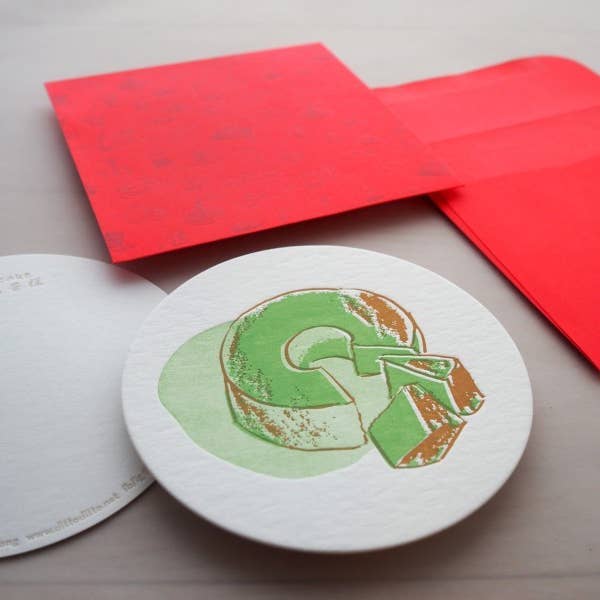 Letterpress Food Notecard - Pandan Cake - Ditto Ditto