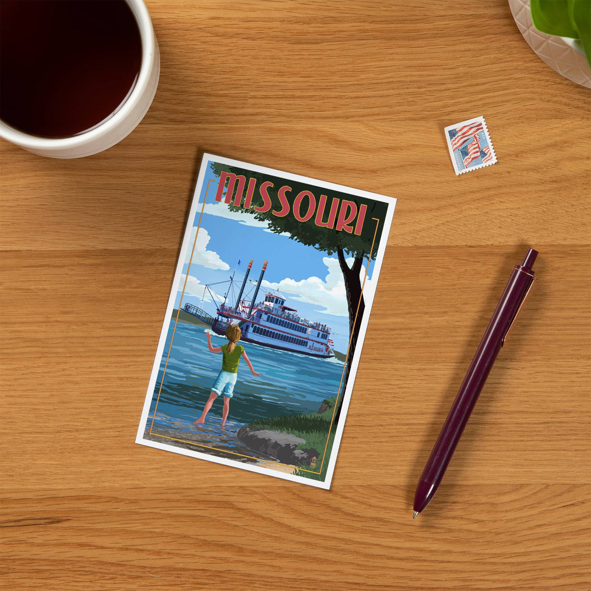 Missouri, River Boat - Lantern Press Postcard