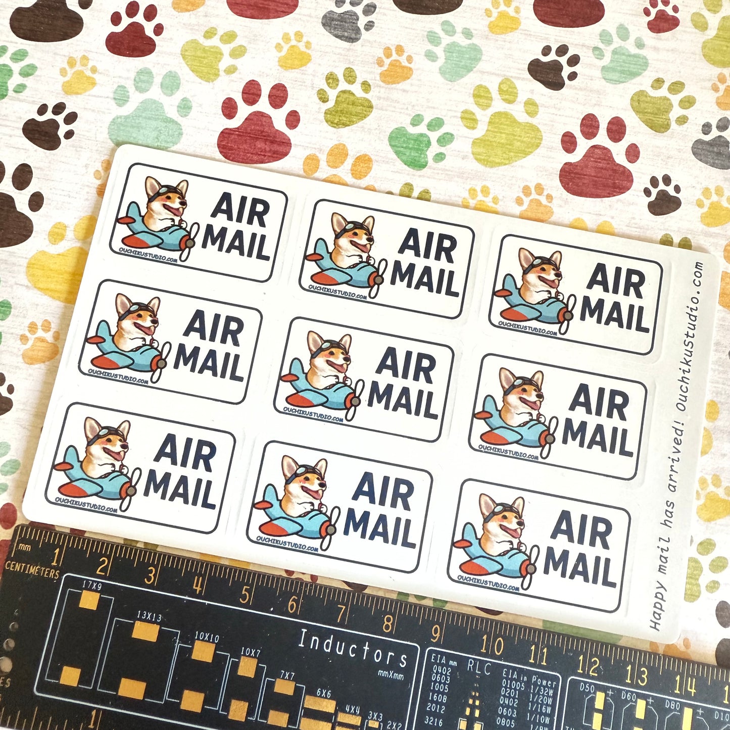 AIR MAIL corgi pilot sticker