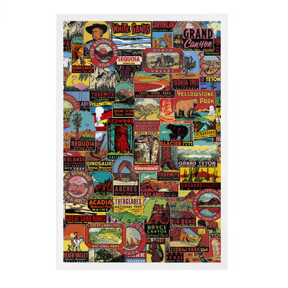 Vintage Park Sticker Collage - Lantern Press Postcard