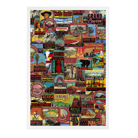 Vintage Park Sticker Collage - Lantern Press Postcard