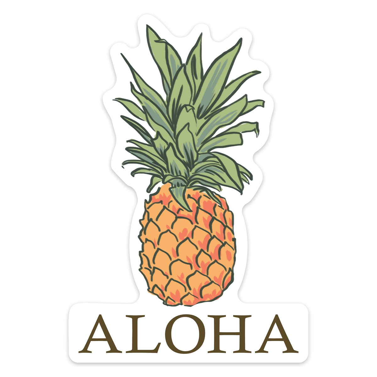 Aloha, Pineapple, Icon - vinyl sticker - Lantern Press