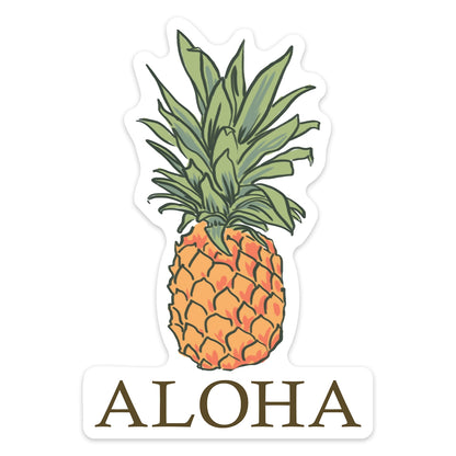 Aloha, Pineapple, Icon - vinyl sticker - Lantern Press