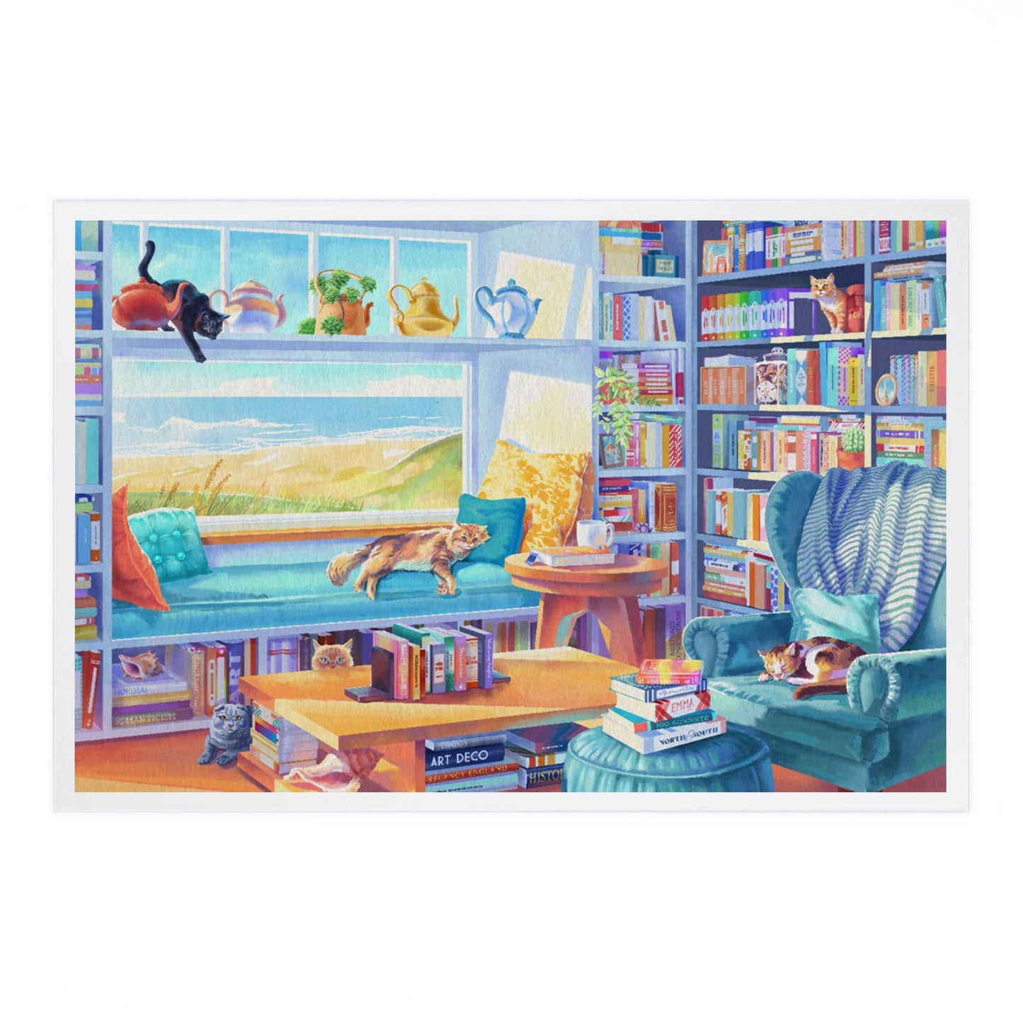 Literary Beach Cats - LanternPress postcard