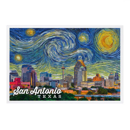 San Antonio, Texas, Starry Night City - Lantern Press Postcard