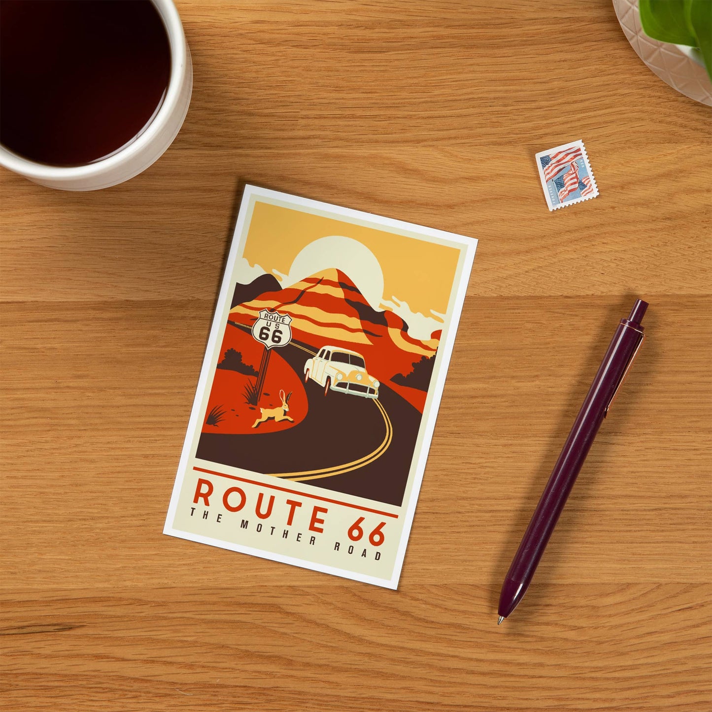 Route 66, Mother Road, Simplified - LanternPress postcard