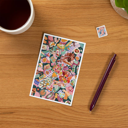 Global Table, Food of the World - Lantern Press Postcard