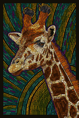 Giraffe - Paper Mosaic - Lantern Press Postcard