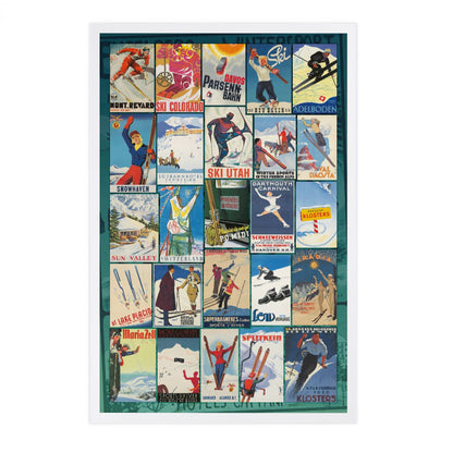 Vintage Ski Collage - Lantern Press Postcard
