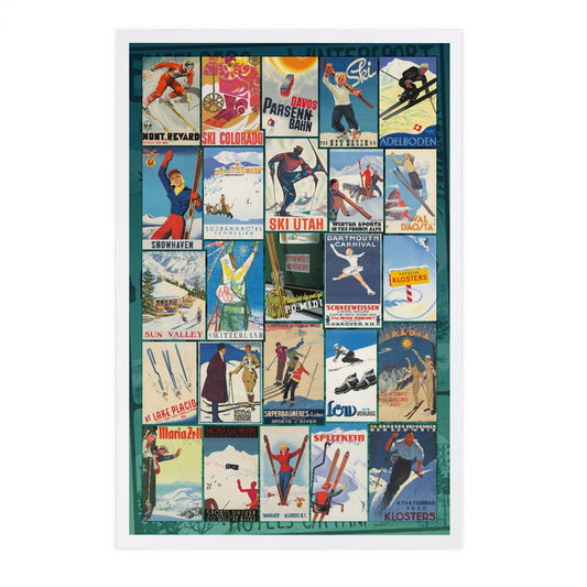Vintage Ski Collage - Lantern Press Postcard