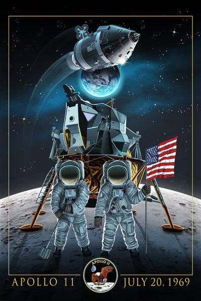 Apollo 11 - Lander and Astronauts - Lantern Press Postcard