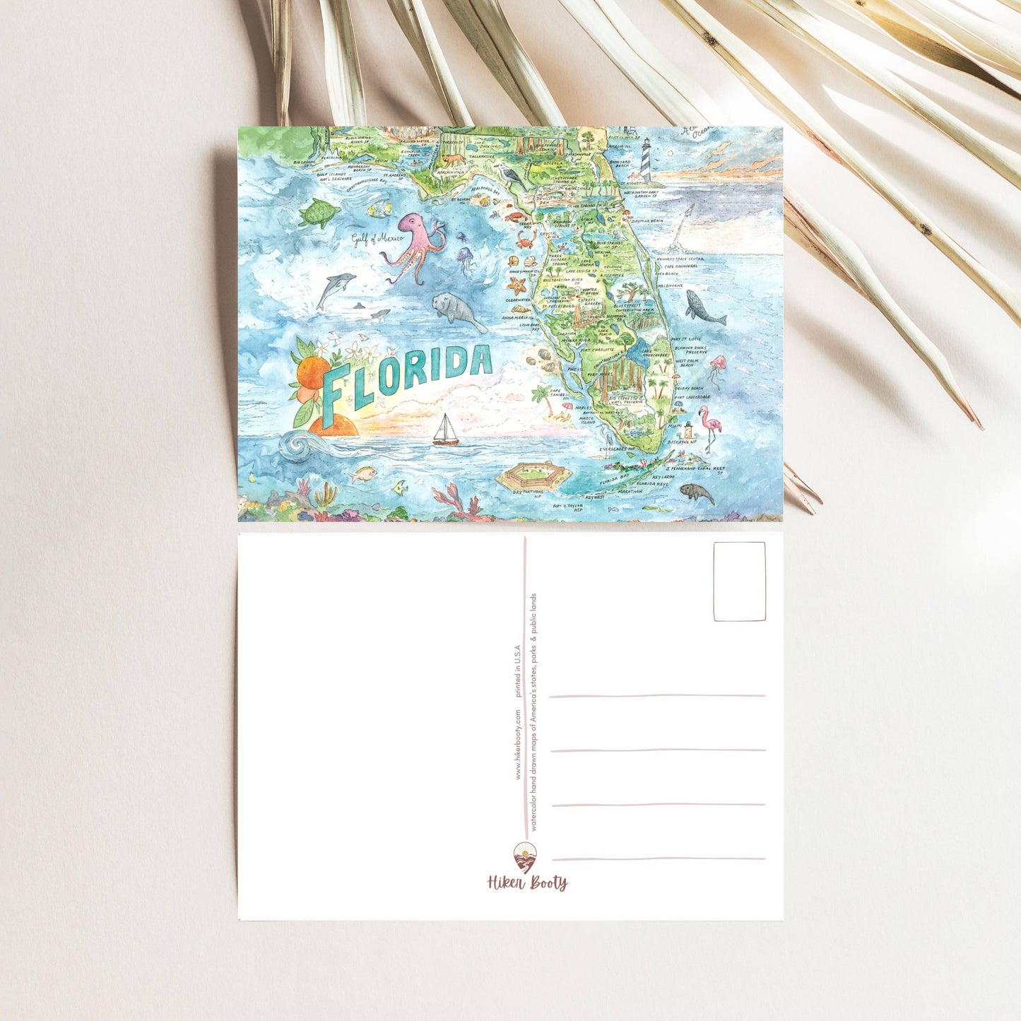 Florida State Map - Hiker Booty Postcard