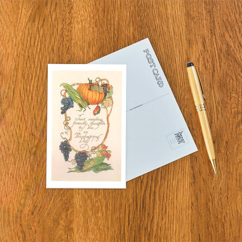 Friendly Thanksgiving Thoughts - Vintage Image, Found Image Postcard