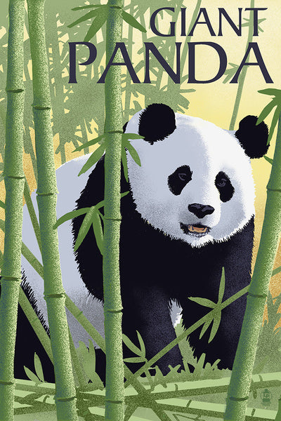 Giant Panda - Lithograph Series - Lantern Press Postcard