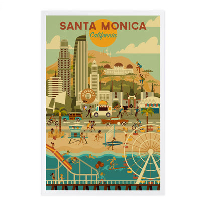 Santa Monica, California, Geometric - Lantern Press Postcard
