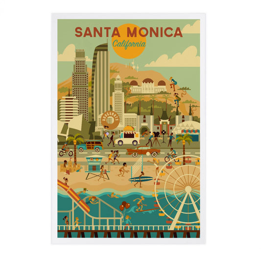 Santa Monica, California, Geometric - Lantern Press Postcard