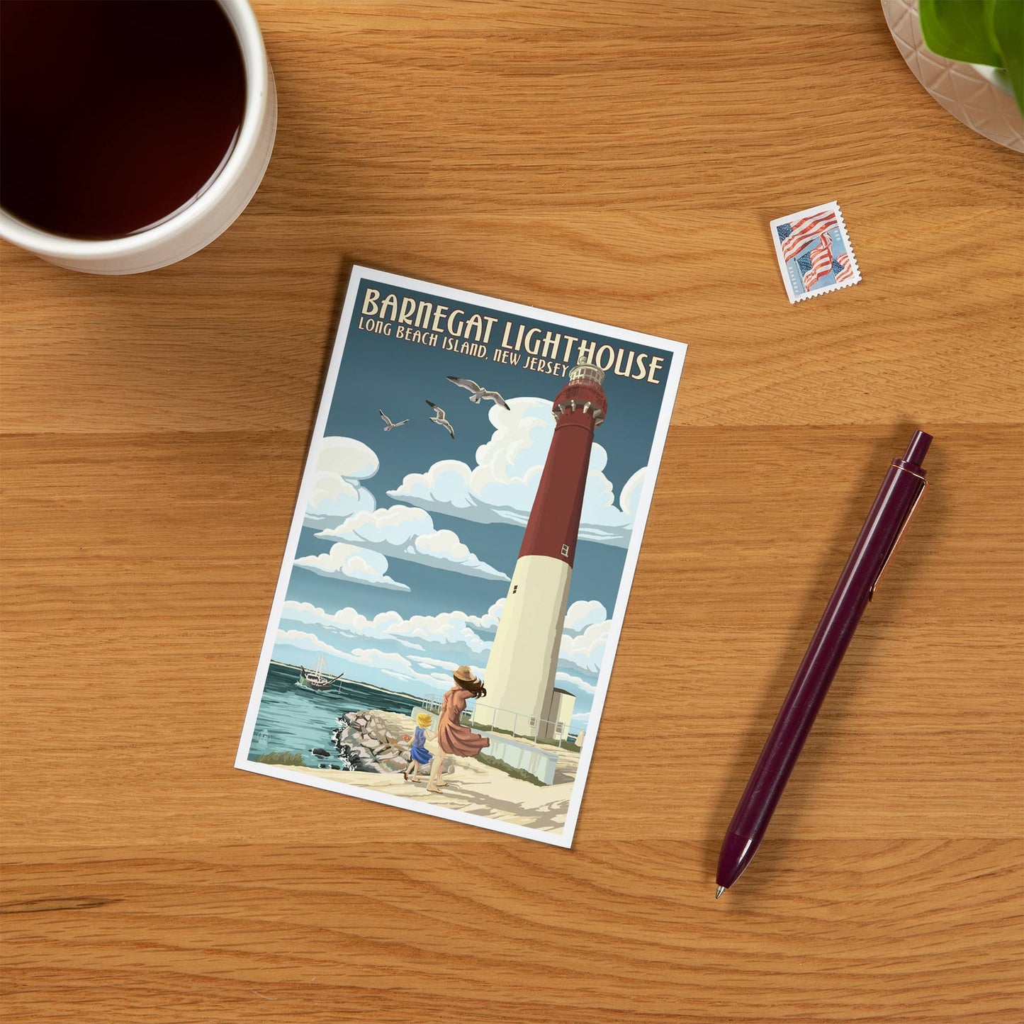 New Jersey Shore, Barnegat Lighthouse - Lantern Press Postcard
