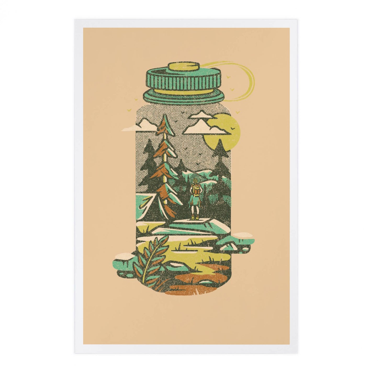 Waterbottle, Distressed Vector, Cream - LanternPress postcard