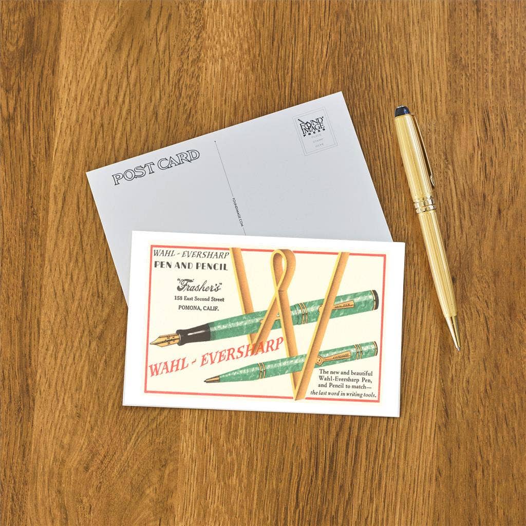 Fountain Pen and Pencil Set - Found Image postcard