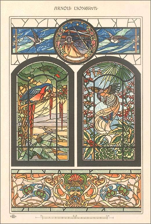 Art Nouveau Stained Glass - Found Image postcard