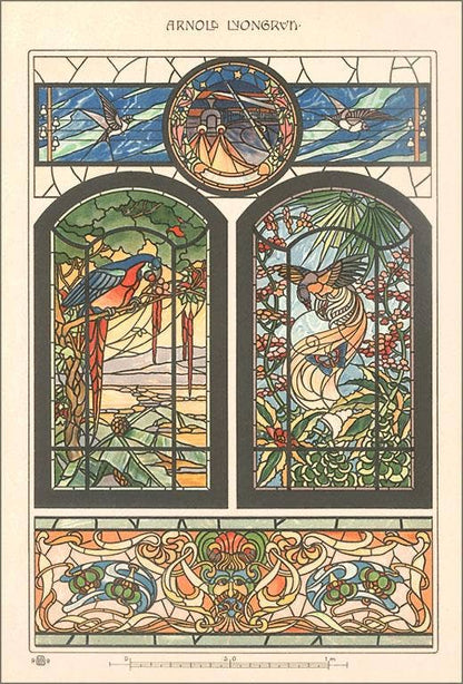 Art Nouveau Stained Glass - Found Image postcard