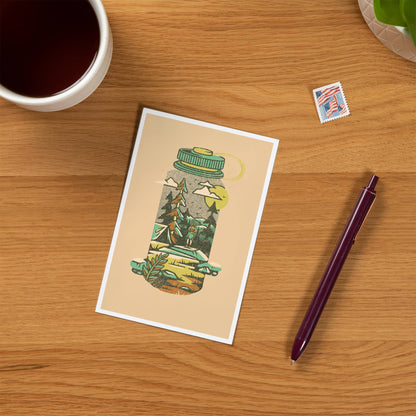 Waterbottle, Distressed Vector, Cream - LanternPress postcard