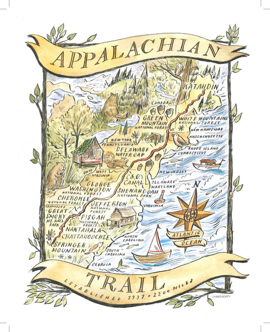 Appalachian Trail Map - Hiker Booty Postcard