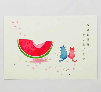 Cat Watermelon - Frontia summer postcard