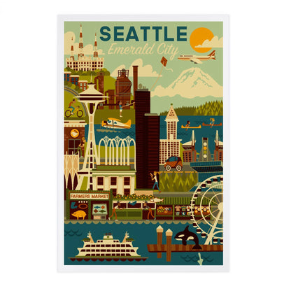 Seattle, Washington, Geometric - Lantern Press Postcard
