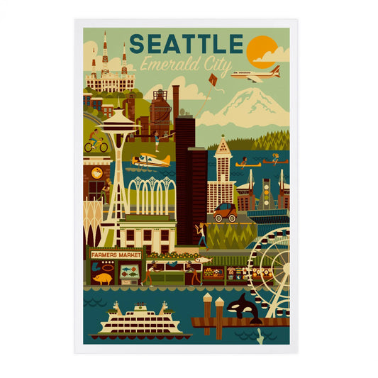 Seattle, Washington, Geometric - Lantern Press Postcard