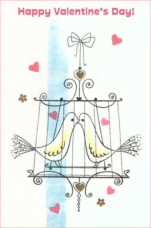 Happy Valentine's Day, Love Birds - Found Image postcard