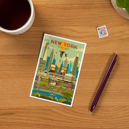 New York City, Geometric City Series - Lantern Press Postcard