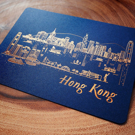 Hong Kong Skyline (Night) - Hotfoil Travel Postcard - Ditto Ditto