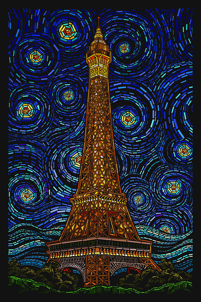 Paris, France - Eiffel Tower Mosaic - Lantern Press Postcard