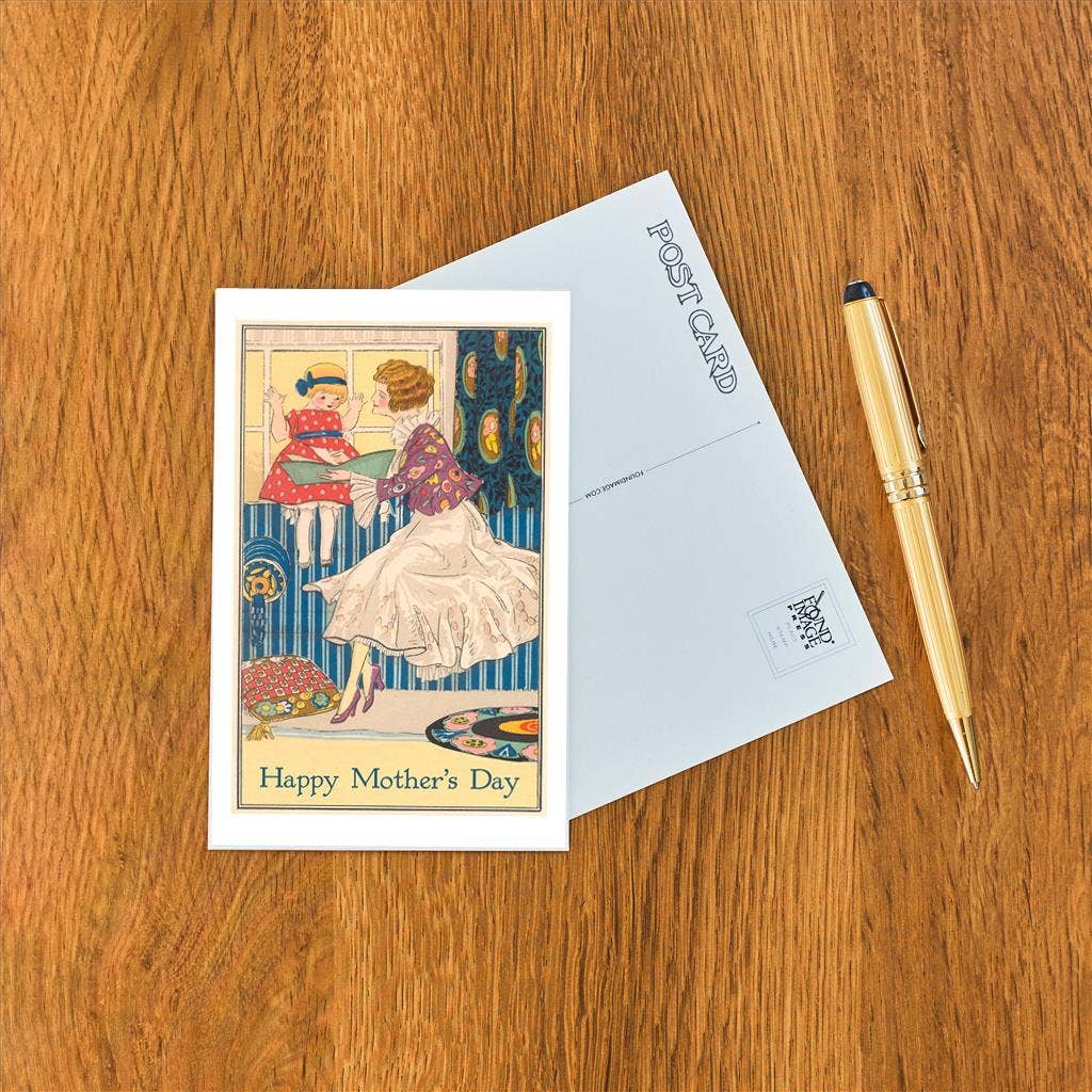 Mother Reading to Daughter - Found Image postcard