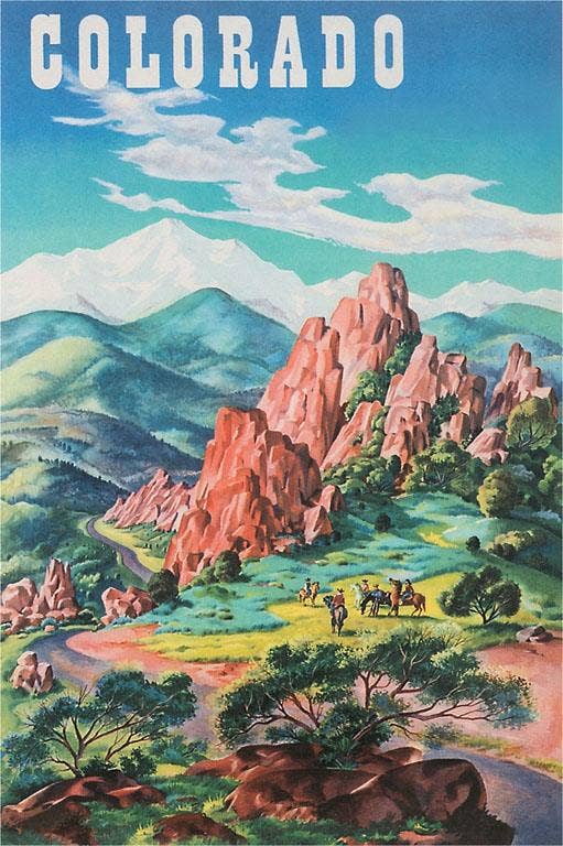Horseback Riding in the Mountains of Colorad - Found Image postcard