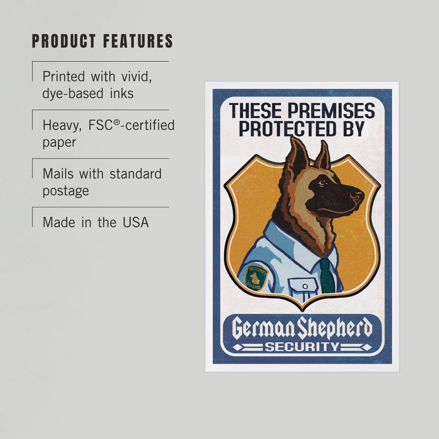 German Shepherd Security, Dog Sign - LanternPress postcard