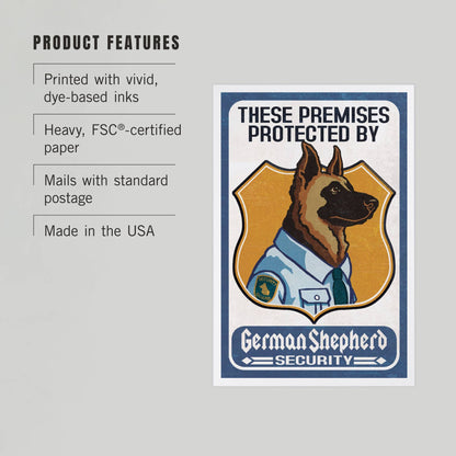 German Shepherd Security, Dog Sign - LanternPress postcard