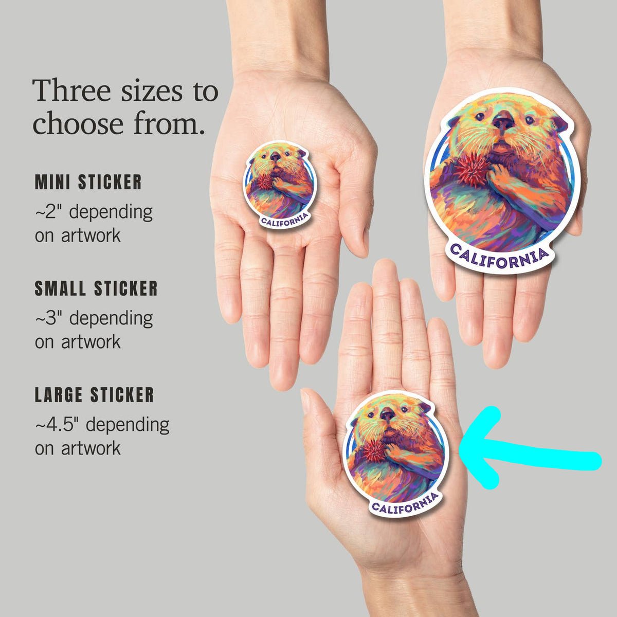 California Vivid Sea Otter - vinyl sticker - Lantern Press