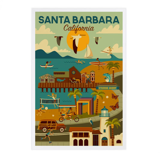Santa Barbara, California Geometric - Lantern Press Postcard