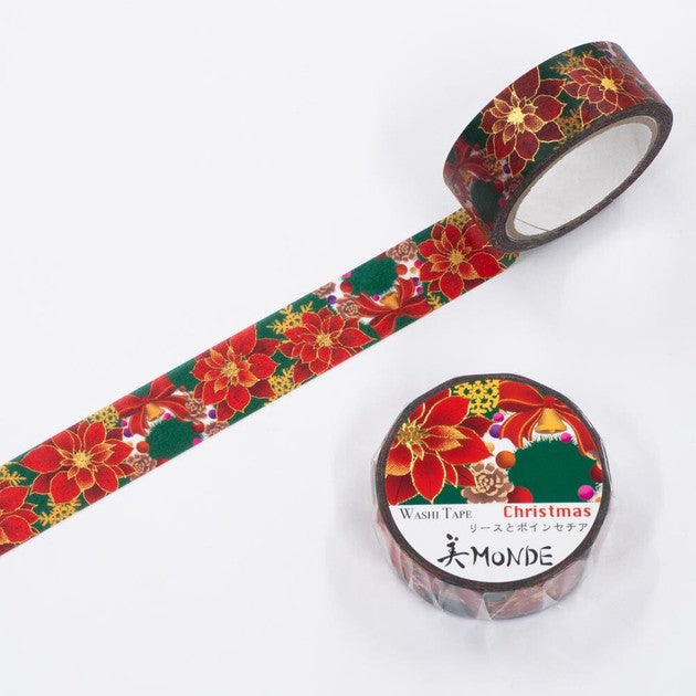 Wreath And Poinsettia - SAIEN masking tape