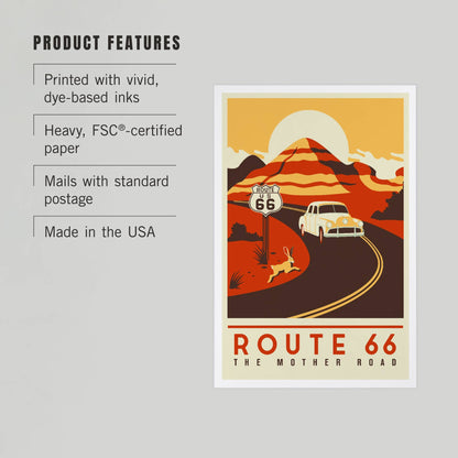 Route 66, Mother Road, Simplified - LanternPress postcard