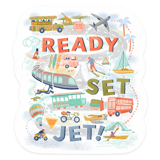Ready, Set, Jet - vinyl sticker - Lantern Press